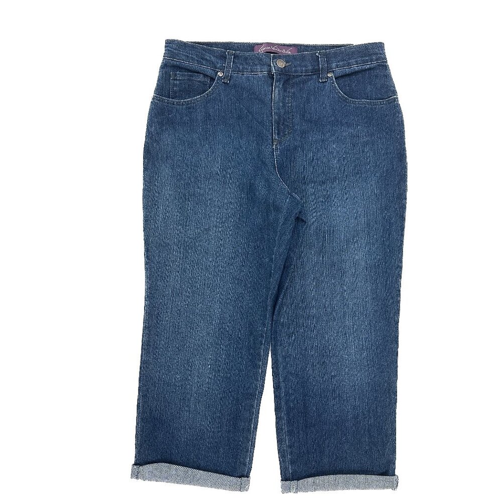 Gloria Vanderbilt Amanda Cuffed Crop Women's‎ size 8P Dark Wash Blue Denim jeans